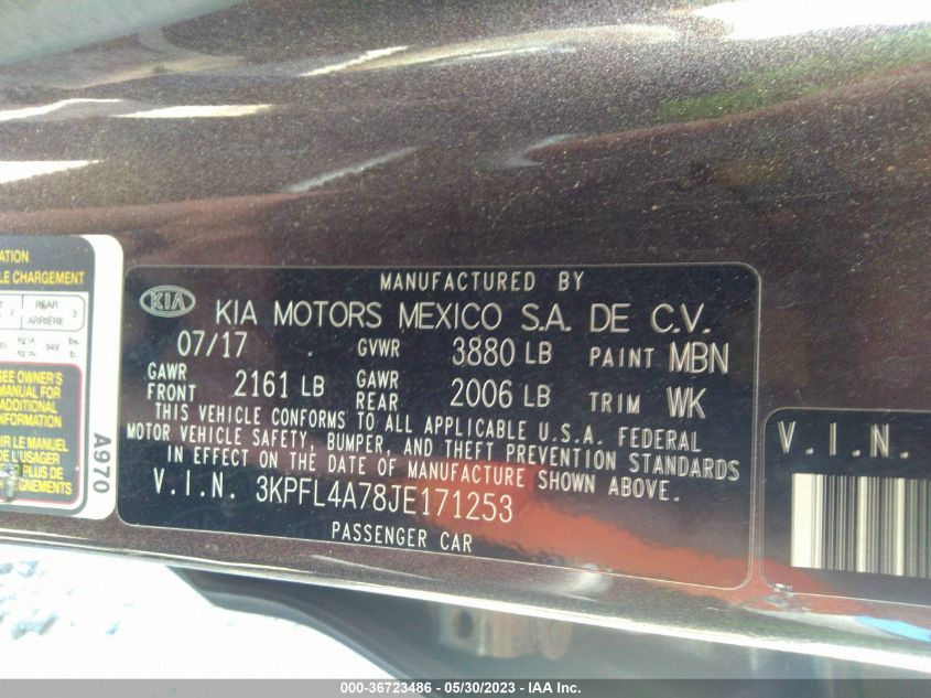 2018 KIA FORTE LX - 3KPFL4A78JE171253