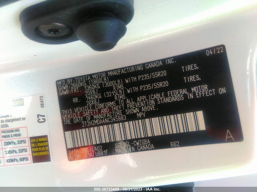 2022 LEXUS RX RX 350 - 2T2HZMDA4NC345883