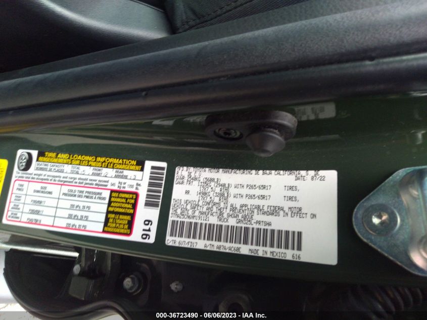 2022 TOYOTA TACOMA 2WD SR5/TRD SPORT - 3TMAZ5CN6NM191121