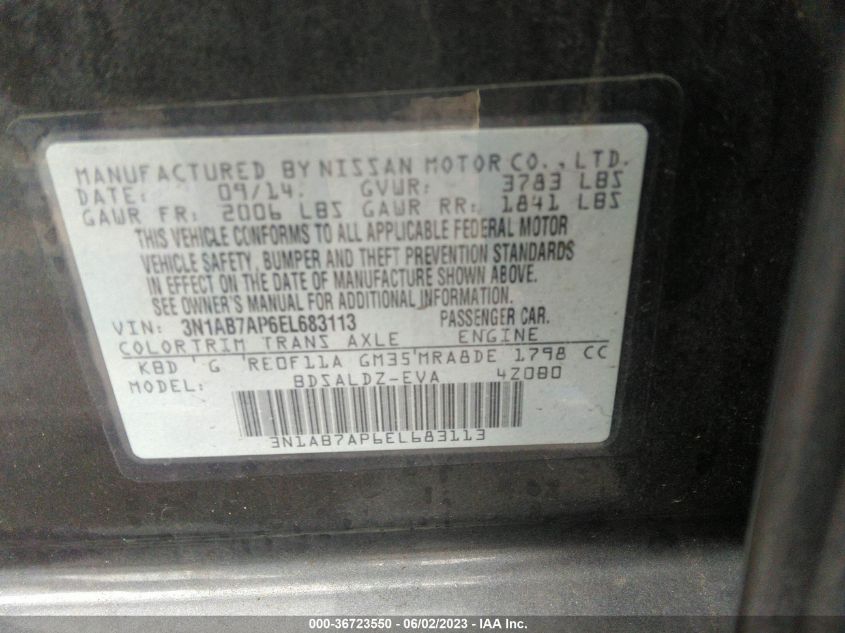 2014 NISSAN SENTRA SV - 3N1AB7AP6EL683113