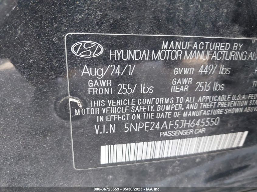 2018 HYUNDAI SONATA SE - 5NPE24AF5JH645550