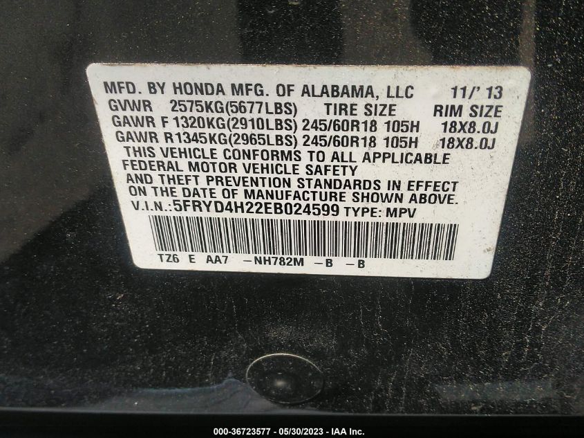 2014 ACURA MDX - 5FRYD4H22EB024599