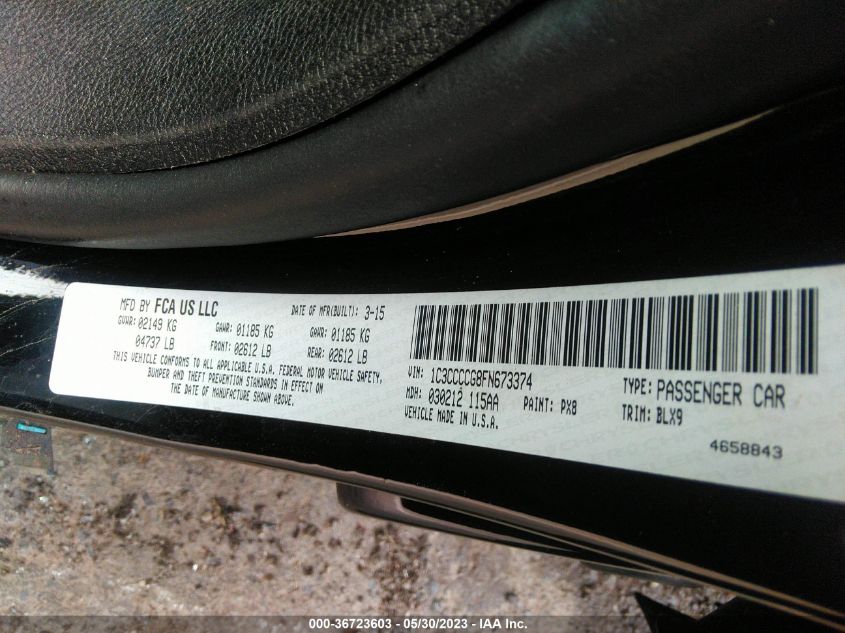 2015 CHRYSLER 200 C - 1C3CCCCG8FN673374