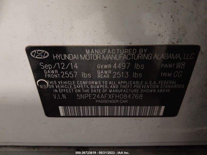 2015 HYUNDAI SONATA 2.4L SE - 5NPE24AFXFH084768