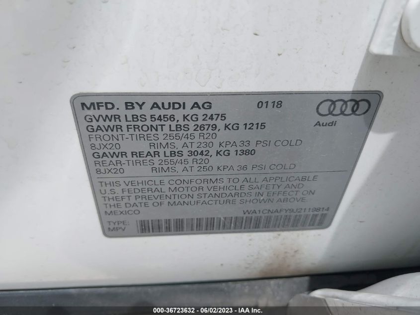 2018 AUDI Q5 PRESTIGE/TECH PRESTIGE - WA1CNAFY9J2119814