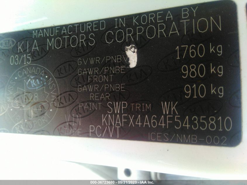 2015 KIA FORTE LX - KNAFX4A64F5435810