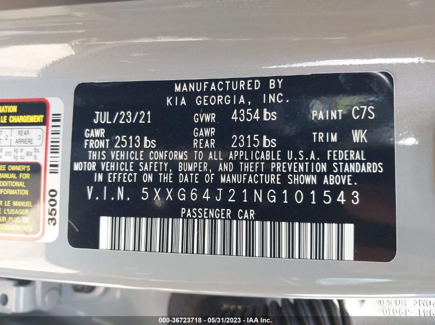 2022 KIA K5 GT-LINE - 5XXG64J21NG101543