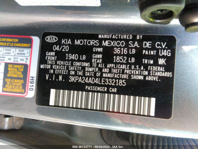 2020 KIA RIO S - 3KPA24AD4LE332185