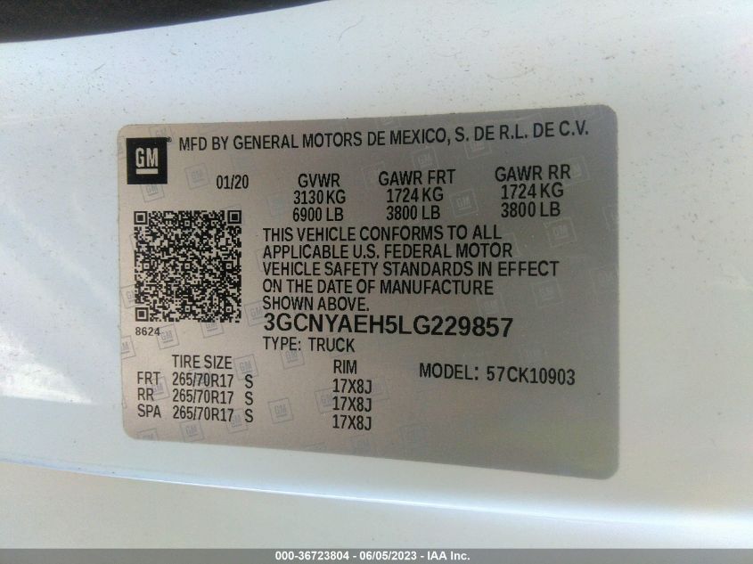 2020 CHEVROLET SILVERADO 1500 WORK TRUCK - 3GCNYAEH5LG229857