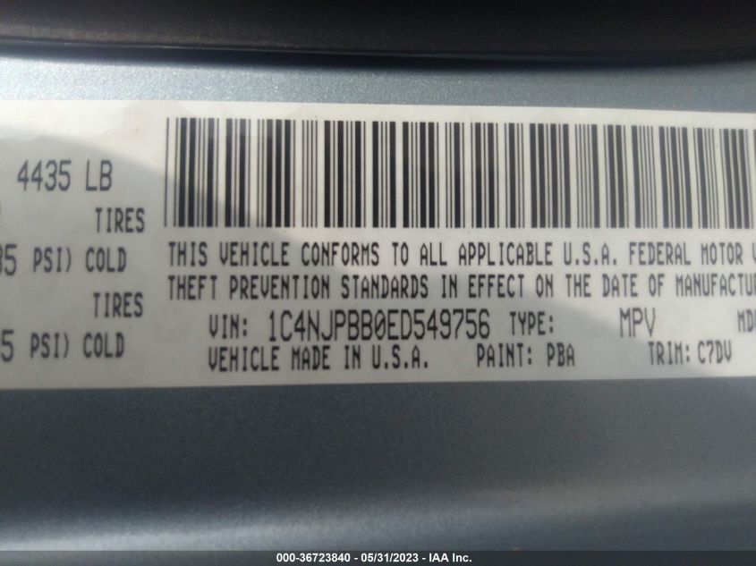 2014 JEEP PATRIOT SPORT - 1C4NJPBB0ED549756