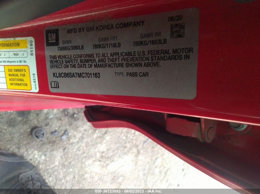 2021 CHEVROLET SPARK LS - KL8CB6SA7MC701163