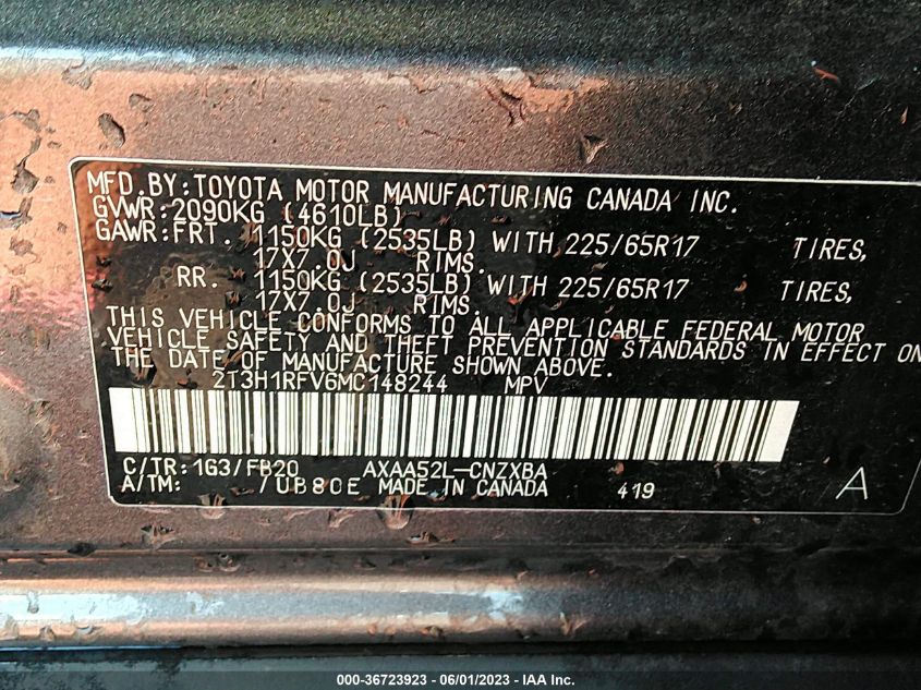 2021 TOYOTA RAV4 LE - 2T3H1RFV6MC148244