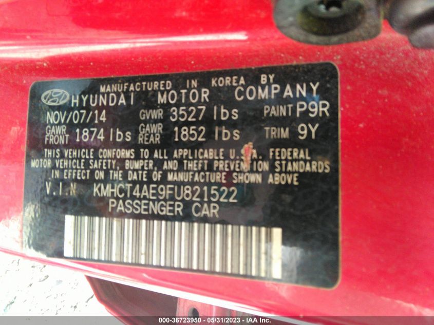 2015 HYUNDAI ACCENT GLS - KMHCT4AE9FU821522