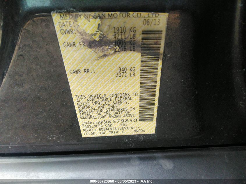 2013 NISSAN ALTIMA 2.5 S - 1N4AL3AP3DN579850