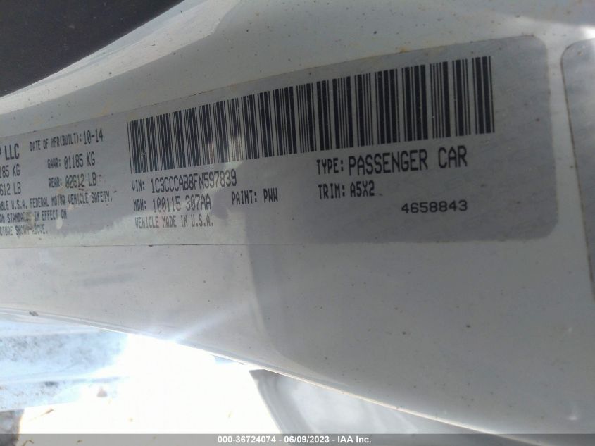 2015 CHRYSLER 200 LIMITED - 1C3CCCAB8FN597839