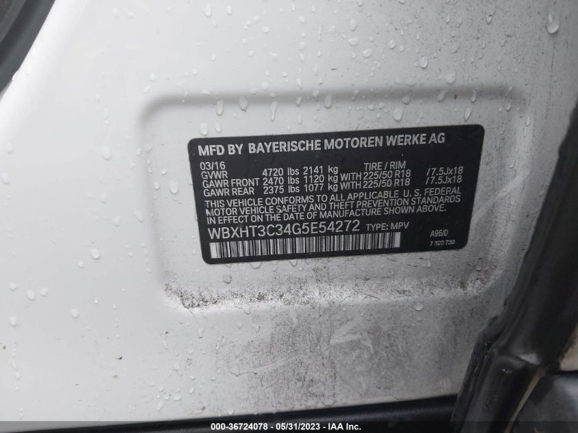 2016 BMW X1 XDRIVE28I - WBXHT3C34G5E54272