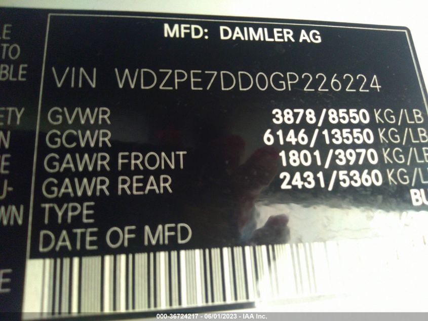 2016 MERCEDES-BENZ SPRINTER PASSENGER VANS - WDZPE7DD0GP226224