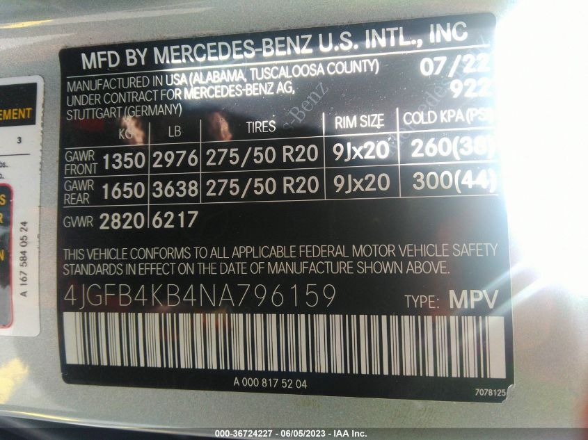 2022 MERCEDES-BENZ GLE 350 4MATIC - 4JGFB4KB4NA796159