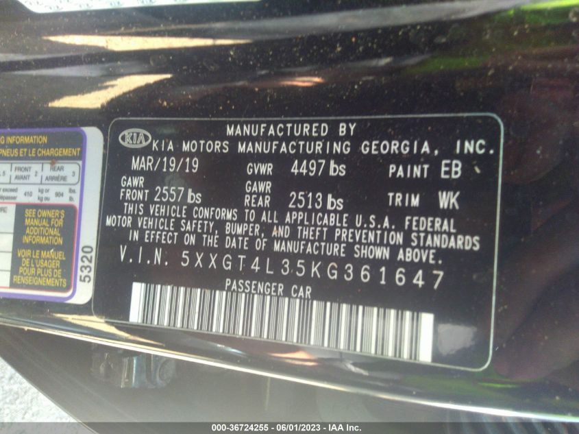 2019 KIA OPTIMA S - 5XXGT4L35KG361647