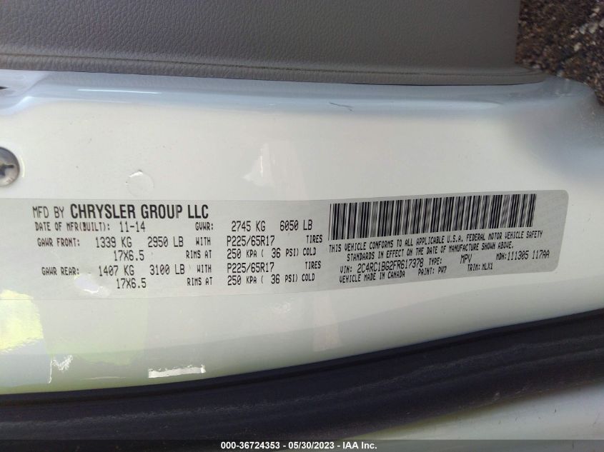 2015 CHRYSLER TOWN & COUNTRY TOURING - 2C4RC1BG2FR617378