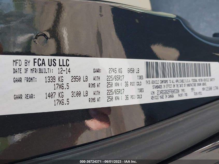 2015 DODGE GRAND CARAVAN AMERICAN VALUE PKG - 2C4RDGBG9FR605390