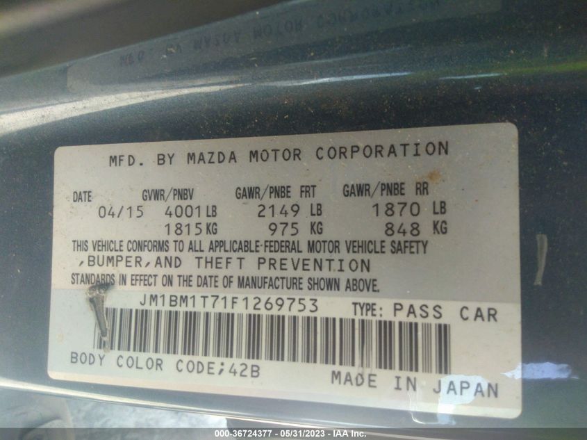 2015 MAZDA MAZDA3 I SV - JM1BM1T71F1269753
