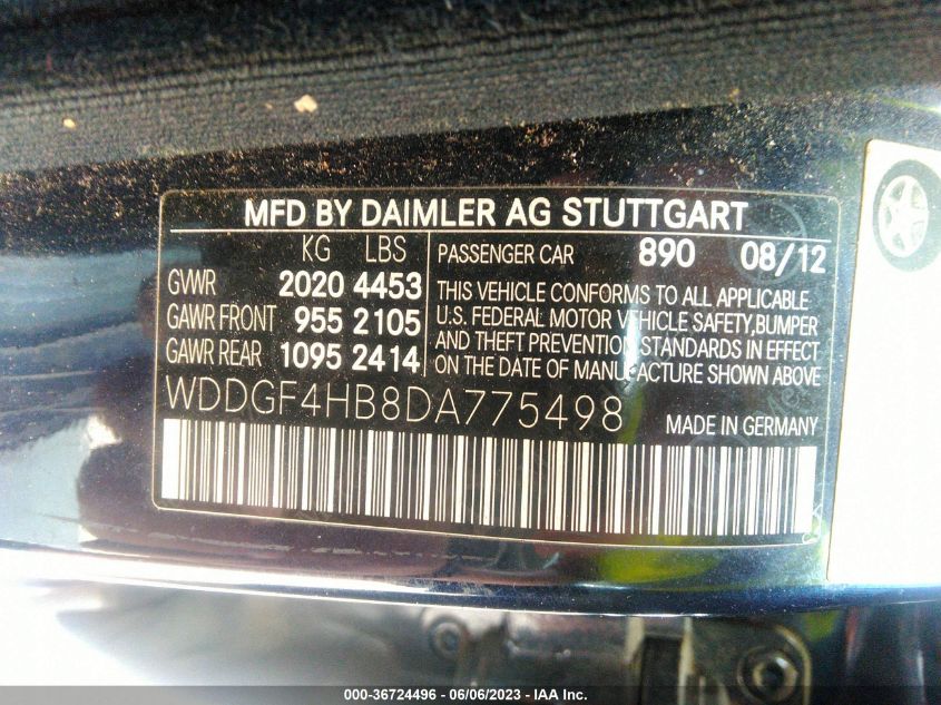 2013 MERCEDES-BENZ C-CLASS C 250 - WDDGF4HB8DA775498