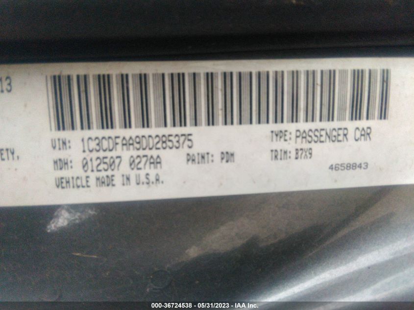 2013 DODGE DART SE - 1C3CDFAA9DD285375