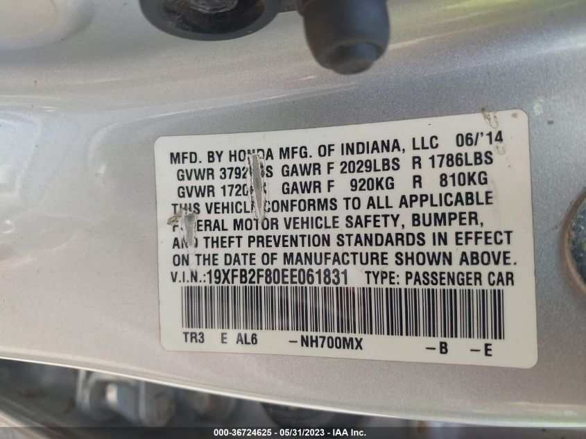 2014 HONDA CIVIC SEDAN EX - 19XFB2F80EE061831