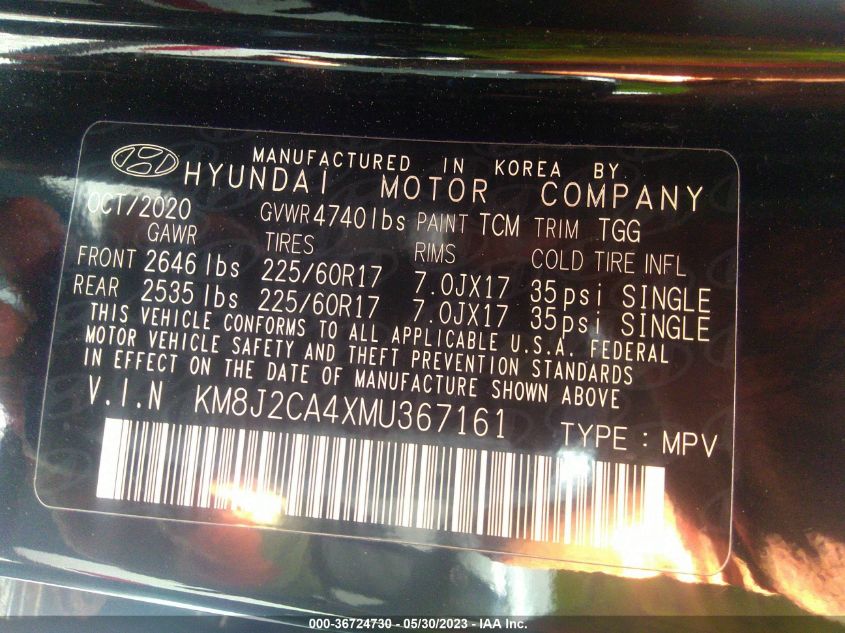 2021 HYUNDAI TUCSON SE - KM8J2CA4XMU367161
