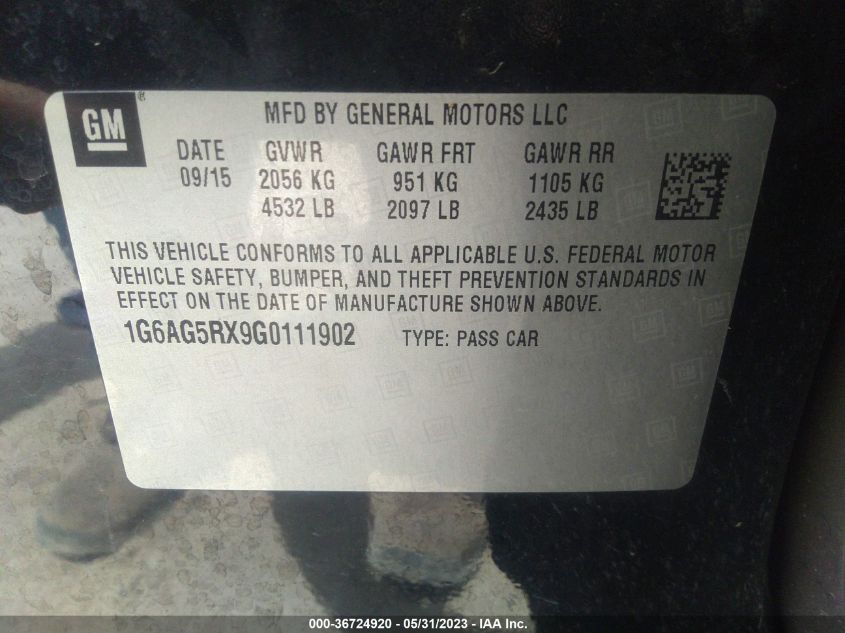 2016 CADILLAC ATS SEDAN STANDARD AWD - 1G6AG5RX9G0111902