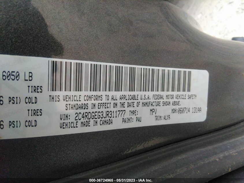 2018 DODGE GRAND CARAVAN GT - 2C4RDGEGTJR311777