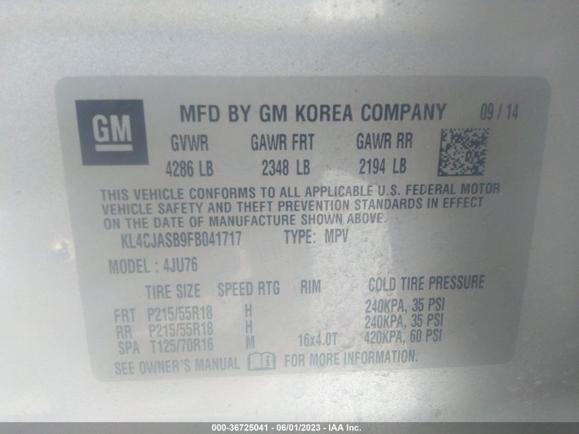 2015 BUICK ENCORE - KL4CJASB9FB041717