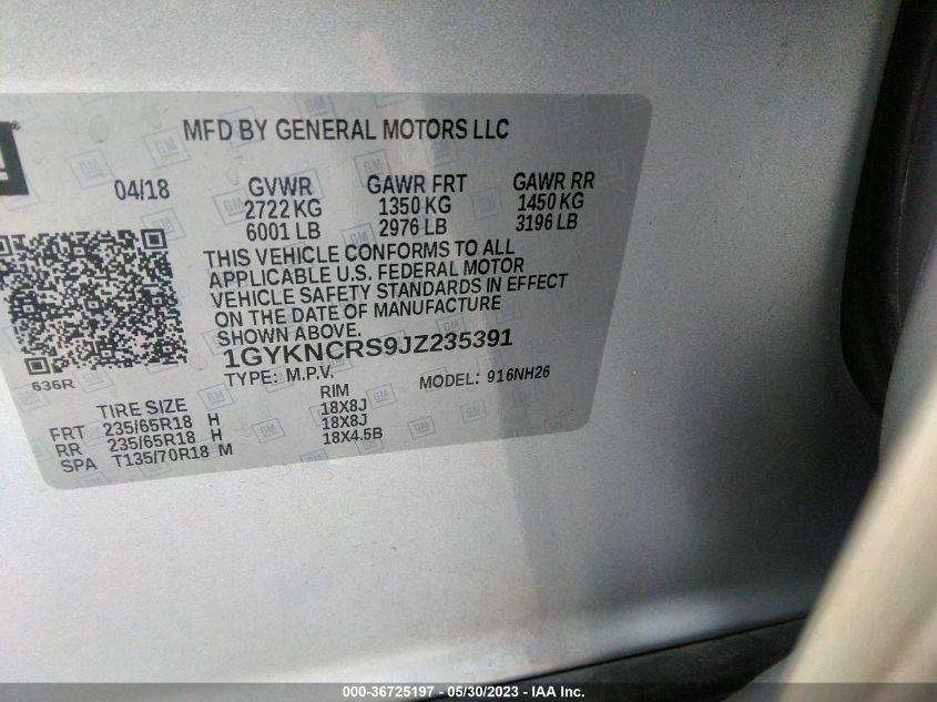 2018 CADILLAC XT5 LUXURY FWD - 1GYKNCRS9JZ235391