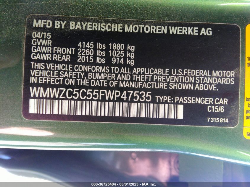 2015 MINI COOPER COUNTRYMAN S - WMWZC5C55FWP47535