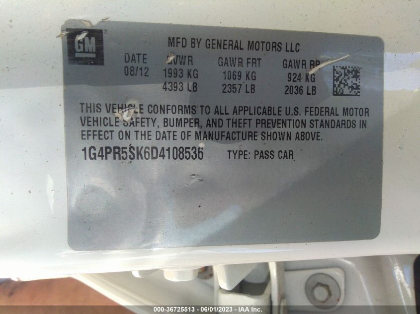 2013 BUICK VERANO CONVENIENCE GROUP - 1G4PR5SK6D4108536