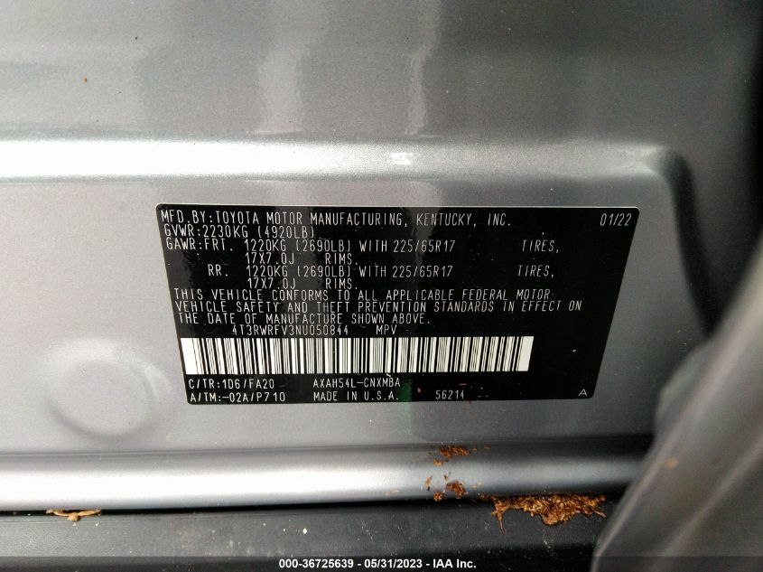 2022 TOYOTA RAV4 HYBRID XLE - 4T3RWRFV3NU050844