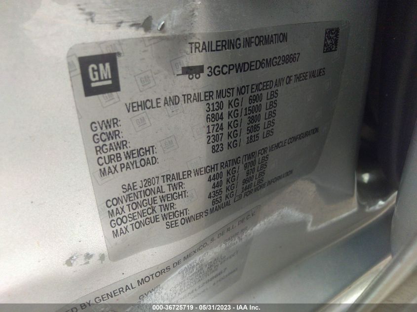 2021 CHEVROLET SILVERADO 1500 RST - 3GCPWDED6MG298667