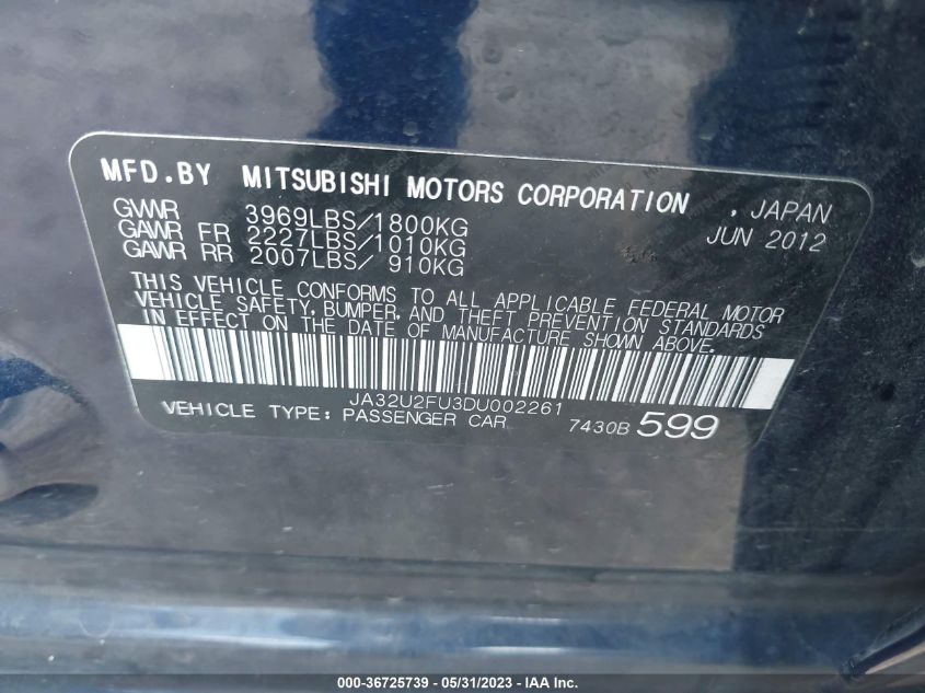 2013 MITSUBISHI LANCER ES - JA32U2FU3DU002261