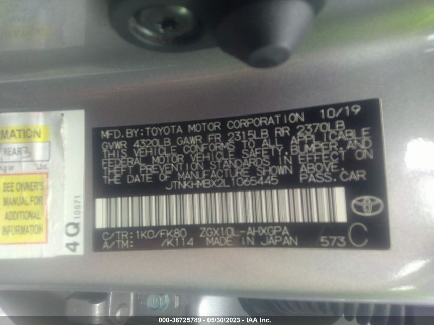 2020 TOYOTA C-HR LE/XLE/LIMITED - JTNKHMBX2L1065445