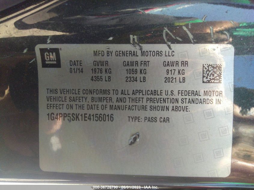 2014 BUICK VERANO - 1G4PP5SK1E4156016