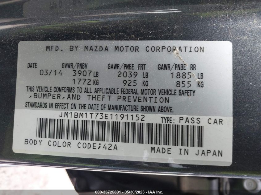 2014 MAZDA MAZDA3 I SV - JM1BM1T73E1191152