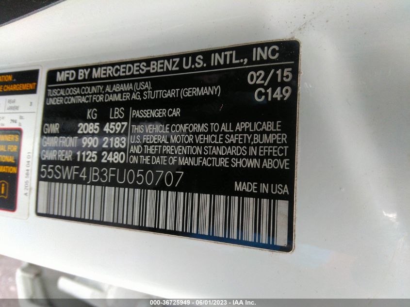 2015 MERCEDES-BENZ C-CLASS C 300 - 55SWF4JB3FU050707