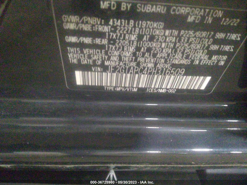 2023 SUBARU CROSSTREK PREMIUM - JF2GTAPC4PH316509