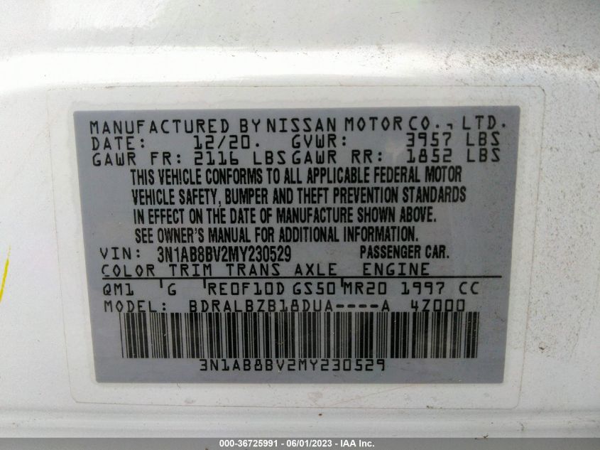 2021 NISSAN SENTRA S - 3N1AB8BV2MY230529