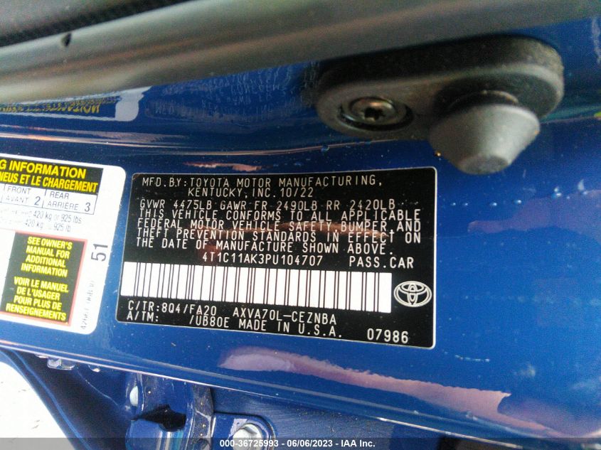 2023 TOYOTA CAMRY LE - 4T1C11AK3PU104707