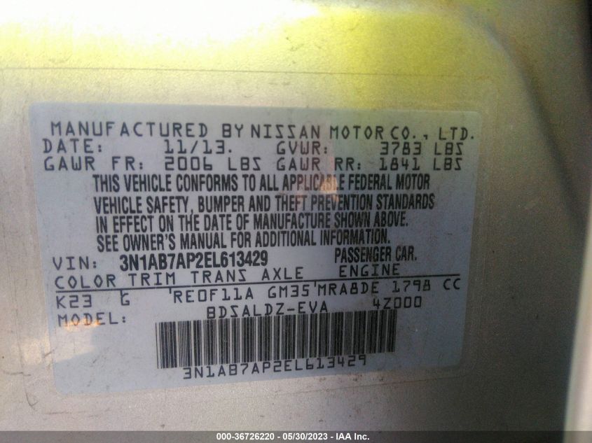 2014 NISSAN SENTRA SV - 3N1AB7AP2EL613429
