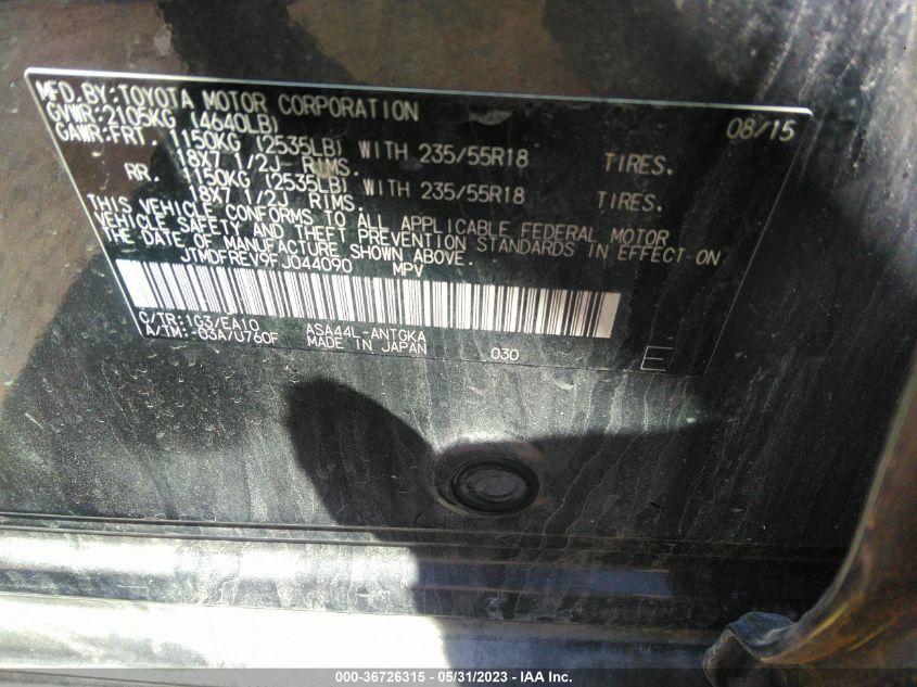 2015 TOYOTA RAV4 LIMITED - JTMDFREV9FJ044090