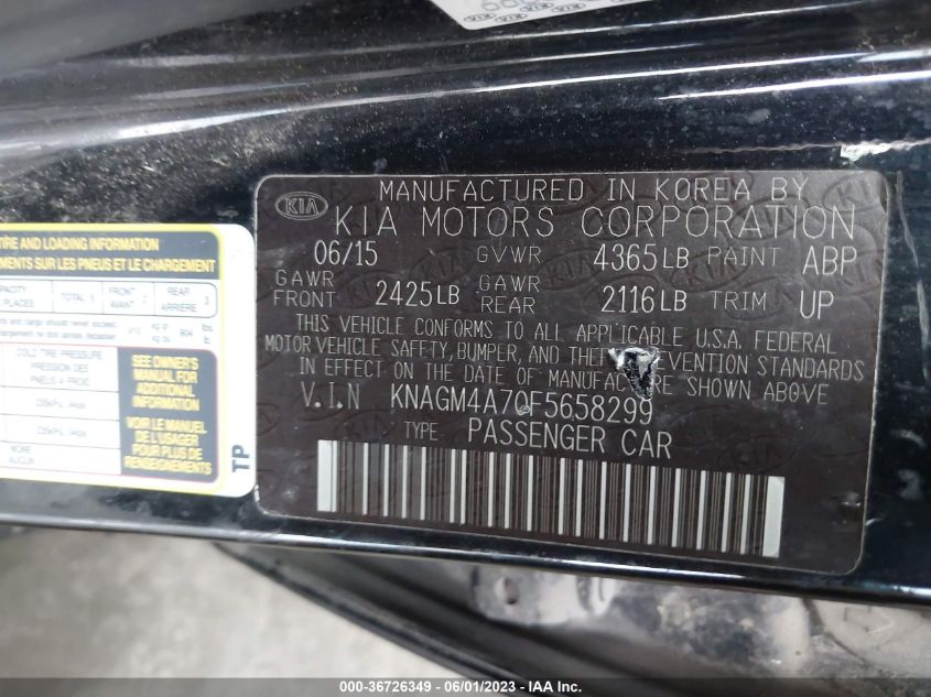 2015 KIA OPTIMA LX - KNAGM4A70F5658299