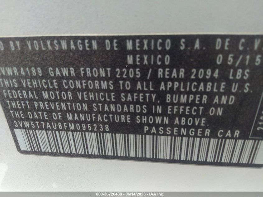 2015 VOLKSWAGEN GOLF GTI AUTOBAHN - 3VW5T7AU8FM095238